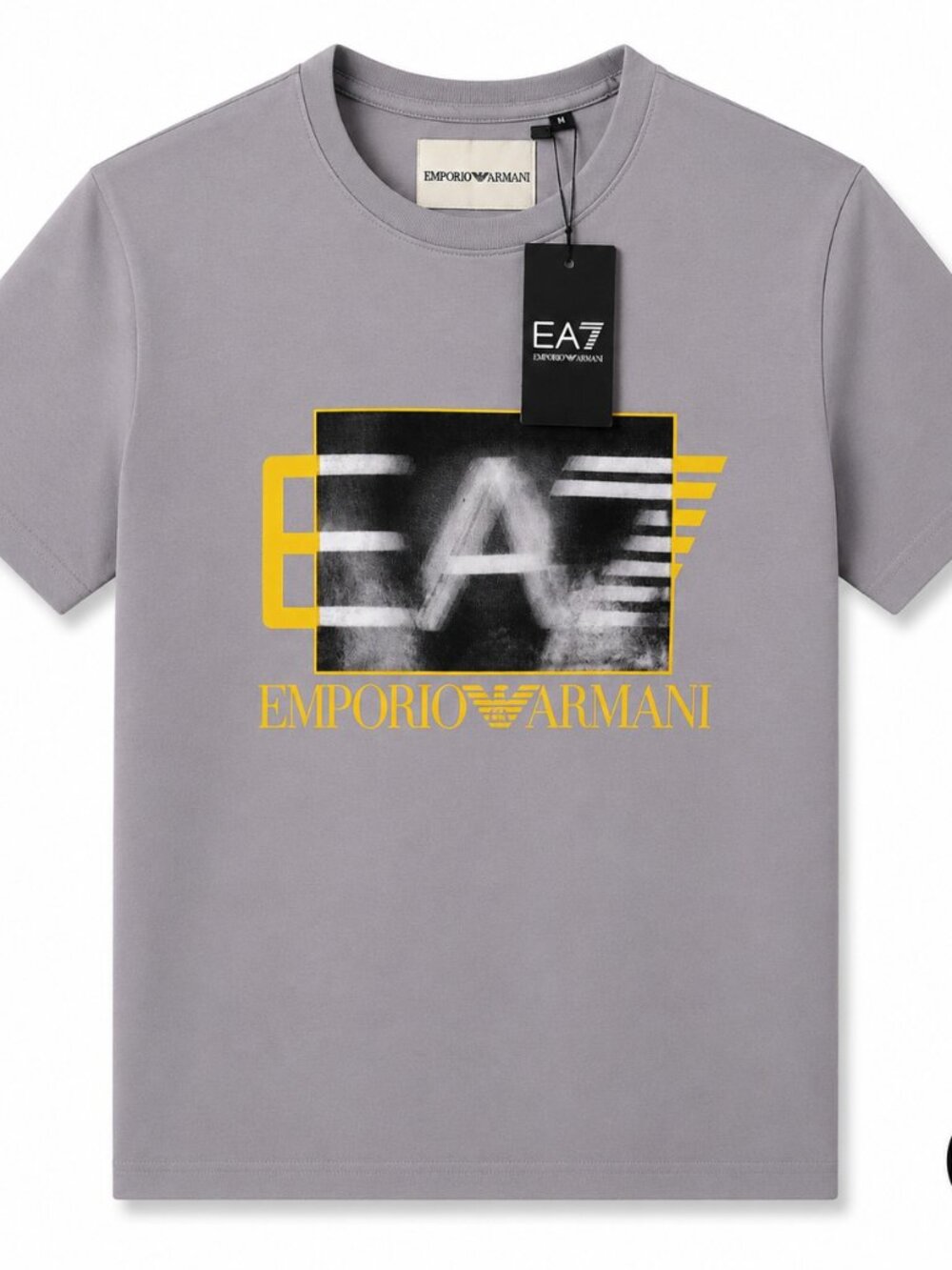 Emporio Armani EA7 Men’s Grey Graphic T-Shirt NWT | Designer Crew Neck